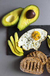 Breakfast with eggs, avovados and toasted bread - GIOF02146