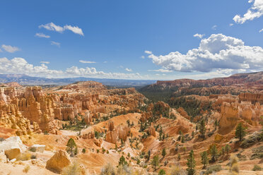 USA, Utah, Bryce Canyon National Park, Hoodoos im Amphitheater vom Rim Trail aus gesehen - FOF08981