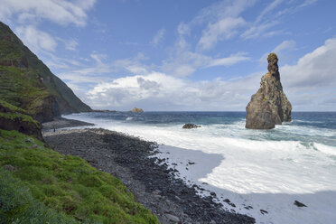Portugal, Madeira, rock formation Ilheus da Ribeira da Janela on the north coast - RJF00659