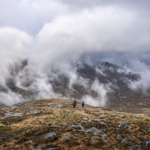 UK, Scotland, Glencoe, trekking at Sron na Lairig stock photo