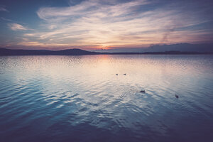 Italien, Lago Viverone bei Sonnenuntergang - SIPF01477