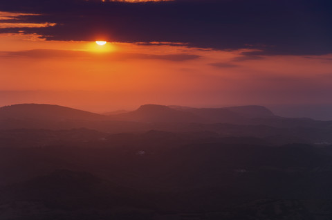 Spanien, Menorca, Sonnenuntergang vom Monte Toro, lizenzfreies Stockfoto