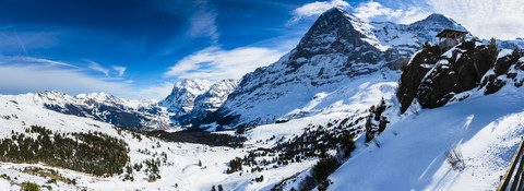 Switzerland, Canton of Bern, Grindelwald, Kleine Scheidegg, Eiger and Eiger North Face stock photo