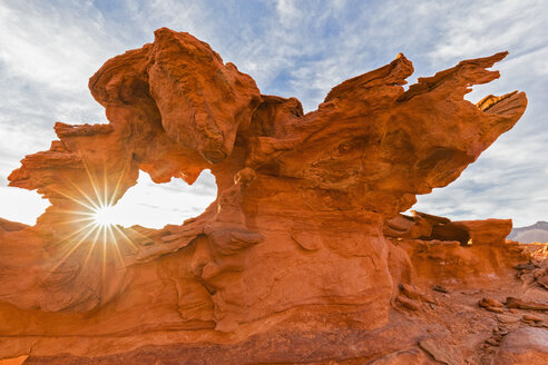 USA, Nevada, Little Finland, sandstone rock formation at backlight - FOF09122