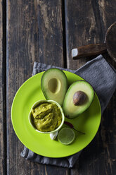 Bowl of Guacamole and ingredients on plate - CSF28193