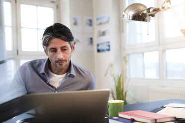 Man using laptop at desk in office - FKF02222