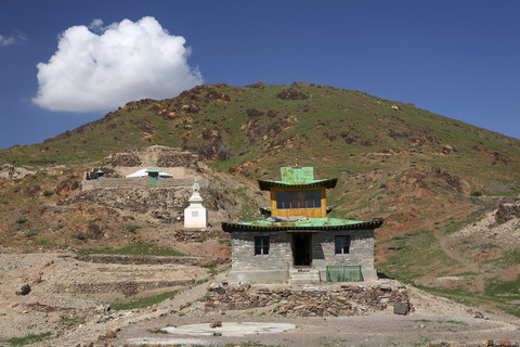 Mongolei, Stupa in den Klosterruinen von Ongi, lizenzfreies Stockfoto