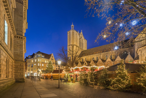 Germany, Braunschweig, Christmas market in the evening stock photo