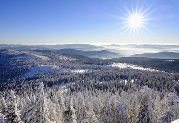 Germany, Bavaria, Bavarian Forest in winter, View from Great Arber southwest - SIEF07367