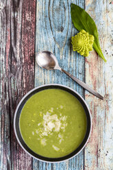 Bowl of romanesco broccoli ramson soup - SARF03272