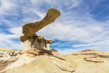 USA, New Mexico, Ah-shi-sle-pah Wash, King of Wings rock formation - FOF09158