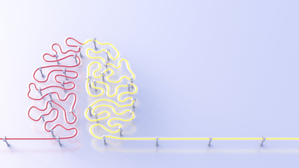 Fluorescent lamps forming brain, 3d rendering - AHUF00313