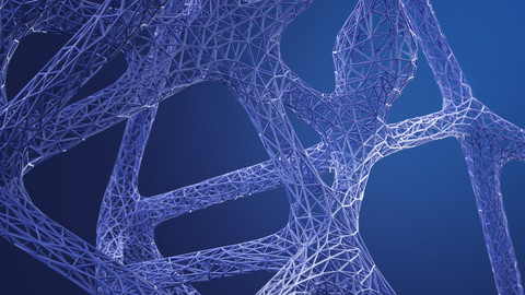 Abstrakte organische Gitterstruktur in Blau, 3d Rendering, lizenzfreies Stockfoto