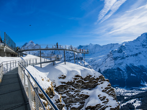 Switzerland, Canton of Bern, Grindelwald, view from First Cliff Walk on Eiger stock photo