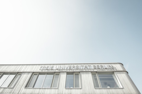 Germany, Berlin, part of facade with writing 'Free University of Berlin stock photo