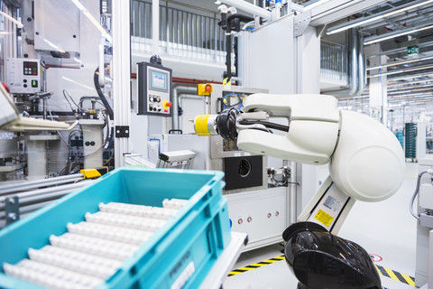 Assembly robot in factory stock photo