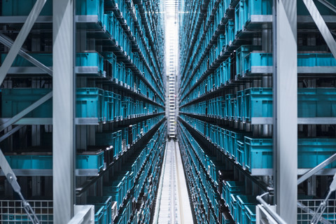Modern automatized high rack warehouse stock photo