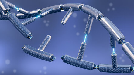 Gebrochene technische DNA, 3d-Rendering - AHUF00338