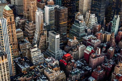 USA, New York City, downtown skyscrapers stock photo