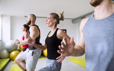 Gruppe von Sportlern beim Training im Fitnessstudio - HAPF01605