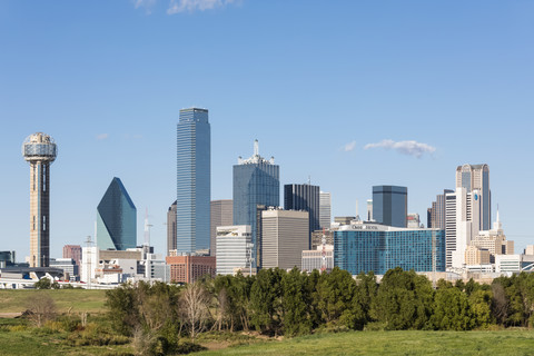 USA, Texas, Dallas, Skyline mit Reunion Tower, lizenzfreies Stockfoto