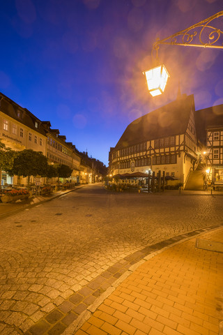 Deutschland, Sachsen-Anhalt, Stolberg bei Nacht, lizenzfreies Stockfoto