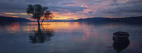 Germany, Constance, Dettingen-Wallhausen, sunset above Lake Constance stock photo