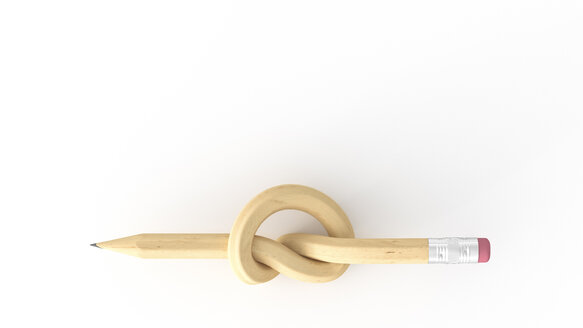 Bleistift mit Knoten, 3d-Rendering - AHUF00361