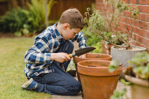 Boy planting and sowing seeds - NMSF00114