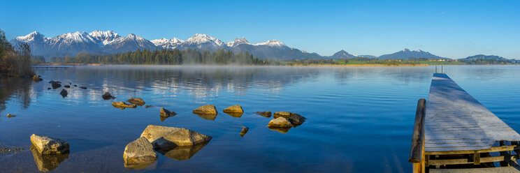 Germany, Bavaria, Allgaeu, Lake Hopfensee in the morning - WGF01081