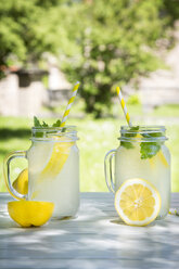 Two glasses of cooled lemonade flavoured with lemon balm - LVF06120