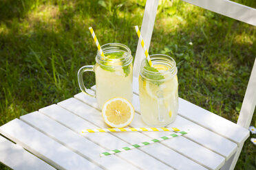 Two glasses of cooled lemonade flavoured with lemon balm - LVF06122