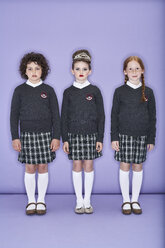 Porrtait of three girls wearing school uniform - FSF00880