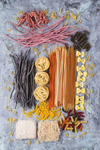 Various sorts of pasta stock photo