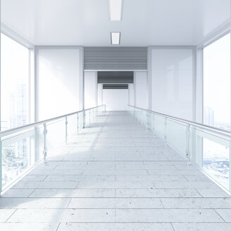 Leerer Durchgang in einem modernen Bürogebäude, 3D Rendering - UWF01178