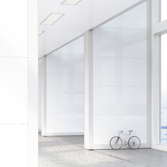 An die Wand gelehntes Fahrrad in einem Loft, 3D Rendering - UWF01191