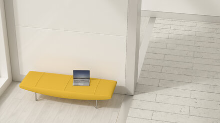 Laptop auf gelber Liege, 3D-Rendering - UWF01192