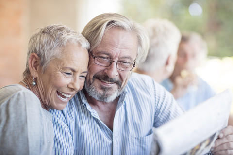 Portrait of happy senior couple stock photo