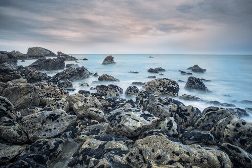 Neuseeland, Südinsel, Westküste, Woodpecker Bay, felsige Küstenlinie - STSF01217