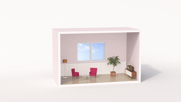 Modell eines Wohnzimmers im Retrostil - UWF01207