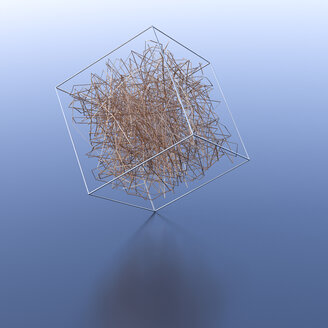 Lines inside transparent cube, 3d rendering - UWF01221