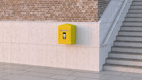 Letter box on concrete wall, 3d rendering - UWF01228