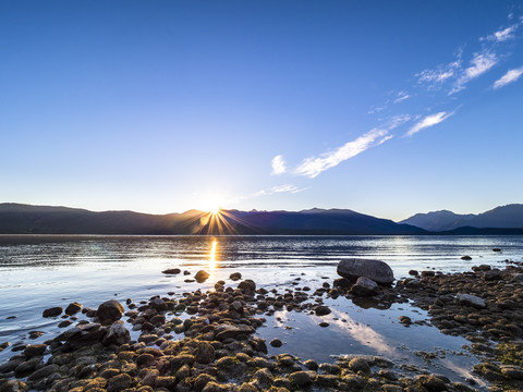 Neuseeland, Südinsel, Southern Scenic Route, Fiordland National Park, Lake Te Anau, lizenzfreies Stockfoto