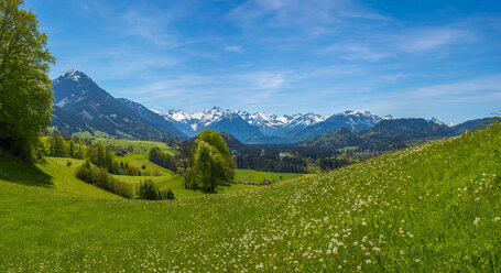 Deutschland, Bayern, Blick vom Malerwinkel bei Altstaedten in Richtung Illertal - WGF01090