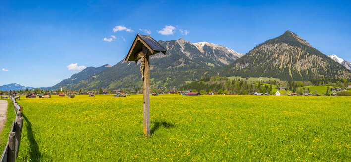 Deutschland, Bayern, Allgäu, Lorettowiesen, Bildstockkreuz - WGF01095