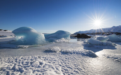 Glacier Ice Takes On A Blue Color In The Sunshine Stock Photo, Picture and  Royalty Free Image. Image 80565326.