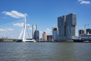 Niederlande, Rotterdam, Maas mit Pier Wilhelminakade und Erasmusbrug - EL01856