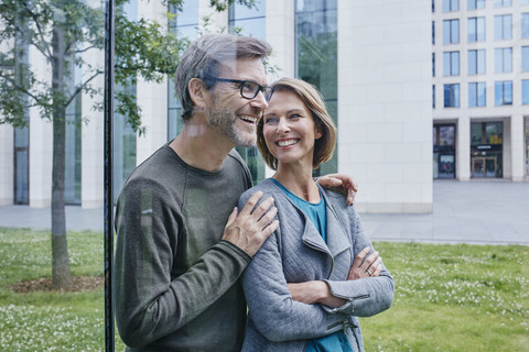 Happy mature couple outdoors stock photo