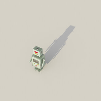 3D-Rendering, Einzelner Roboter wirft Schatten - UWF01249