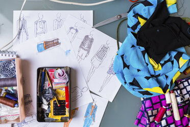 Equipment and sketches of fashion designer - MGIF00047
